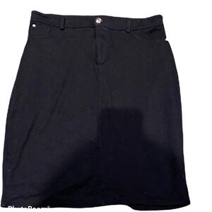Ashley Blue black high  waisted midi skirt L